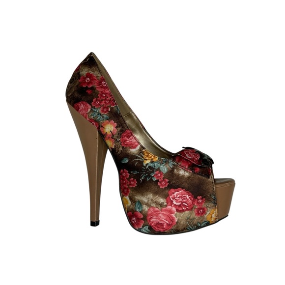 DBDK (JULIA) Nude Floral Platform Heels - Picture 1 of 1